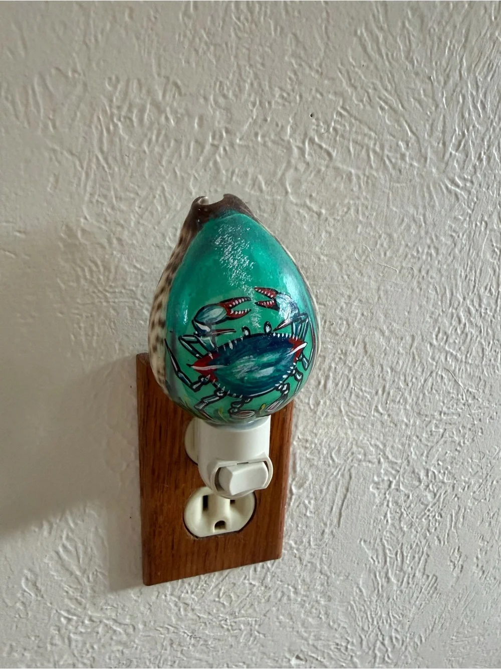Hand-Painted Green Crab Shell Night Light